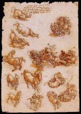 Haga click para ver la imagen ampliada estudios caballos un felino y el combate de san jorge y el dragon hacia 1517.jpg